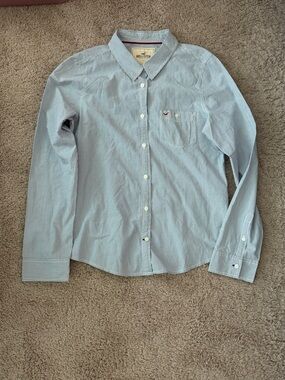 Hollister Light Blue Pinstripe Women's Button-Down Shirt